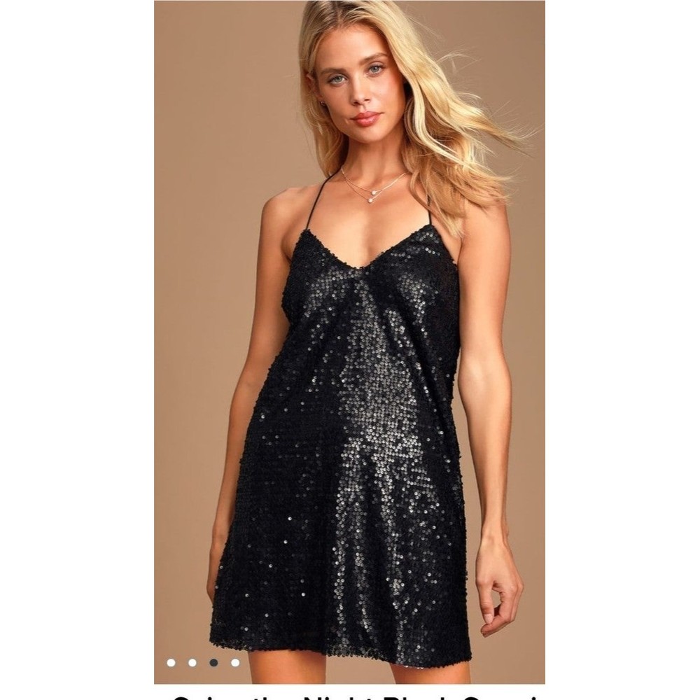 NWT Little Black Dress Sequin Swing Sleeveless V Neckline XS